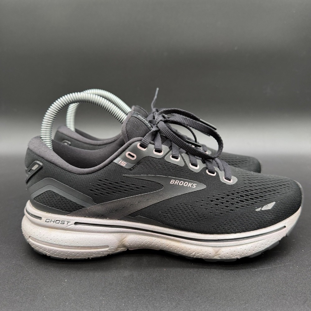 Brooks Ghost 15 Womens Shoes Size 7 B Running Athletic Black Rose Gold Sneakers